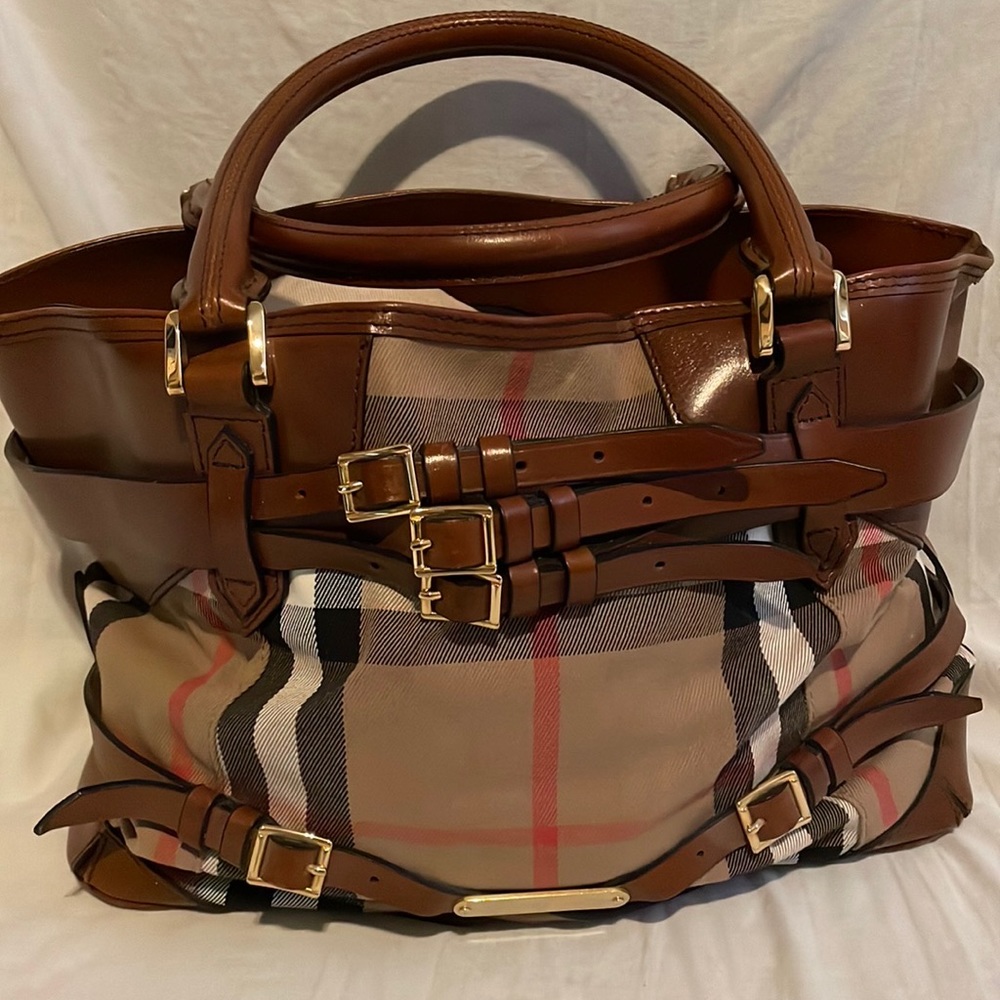 Burberry house check canvas and leather brindle lynher tote